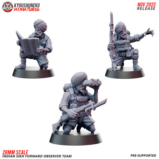 Indian Sikh Forward Observers | Kyoushuneko 28mm WW2 Wargaming Miniatures Role Playing Miniatures