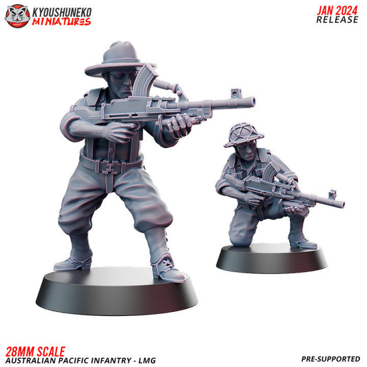 Pacific Australian LMG Gunners | Kyoushuneko 28mm WW2 Wargaming Miniatures Role Playing Miniatures