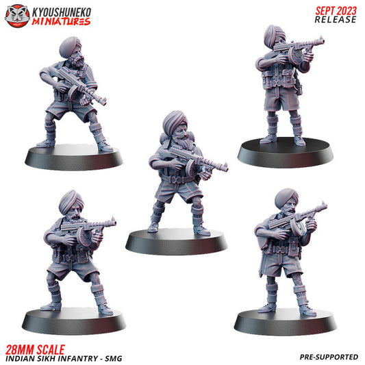 Indian Sikh SMG Infantry | Kyoushuneko 28mm WW2 Wargaming Miniatures Role Playing Miniatures