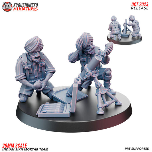 Indian Sikh Mortar Team | Kyoushuneko 28mm WW2 Wargaming Miniatures Role Playing Miniatures