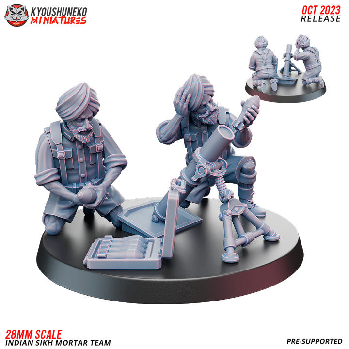 Indian Sikh Mortar Team | Kyoushuneko 28mm WW2 Wargaming Miniatures