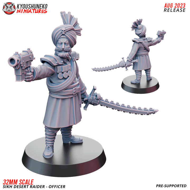 Sikh Desert Raider Officer | Kyoushuneko 32mm Grimdark Wargaming Miniatures Role Playing Miniatures