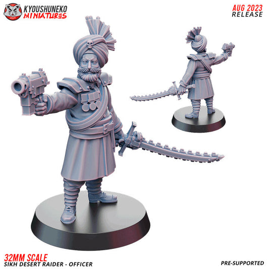 Sikh Desert Raider Officer | Kyoushuneko 32mm Grimdark Wargaming Miniatures Role Playing Miniatures