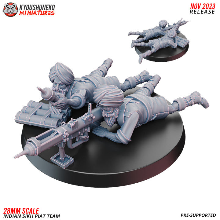 Indian Sikh PIAT Team | Kyoushuneko 28mm WW2 Wargaming Miniatures Role Playing Miniatures