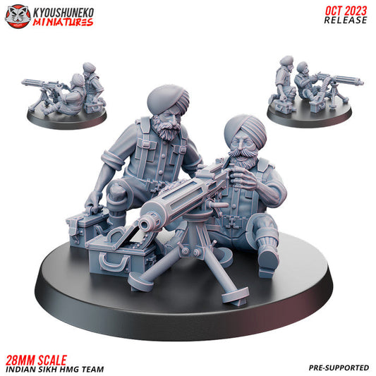 Indian Sikh HMG Team | Kyoushuneko 28mm WW2 Wargaming Miniatures Role Playing Miniatures