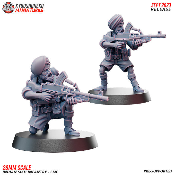 Indian Sikh LMG Infantry | Kyoushuneko 28mm WW2 Wargaming Miniatures Role Playing Miniatures