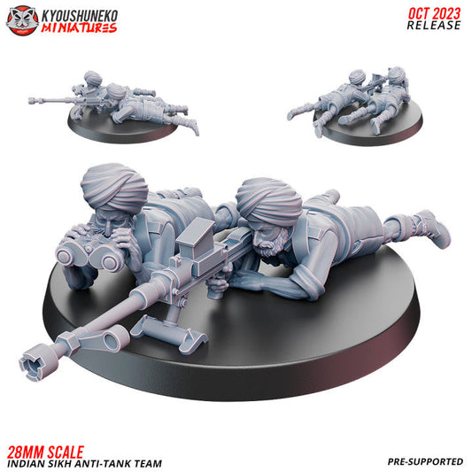 Indian Sikh AT Rifle Team | Kyoushuneko 28mm WW2 Wargaming Miniatures Role Playing Miniatures