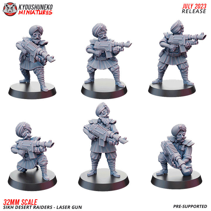 Sikh Desert Raider Laser Guns | Kyoushuneko 32mm Grimdark Wargaming Miniatures Role Playing Miniatures