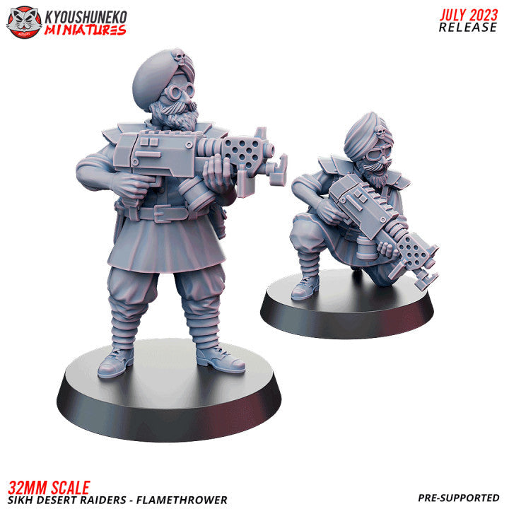 Sikh Desert Raider Flamers | Kyoushuneko 32mm Grimdark Wargaming Miniatures Role Playing Miniatures