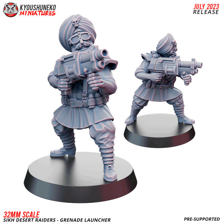 Sikh Desert Raider Grenade Launchers | Kyoushuneko 32mm Grimdark Wargaming Miniatures Role Playing Miniatures