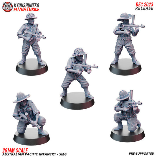 Pacific Australian SMG Infantry | Kyoushuneko 28mm WW2 Wargaming Miniatures Role Playing Miniatures