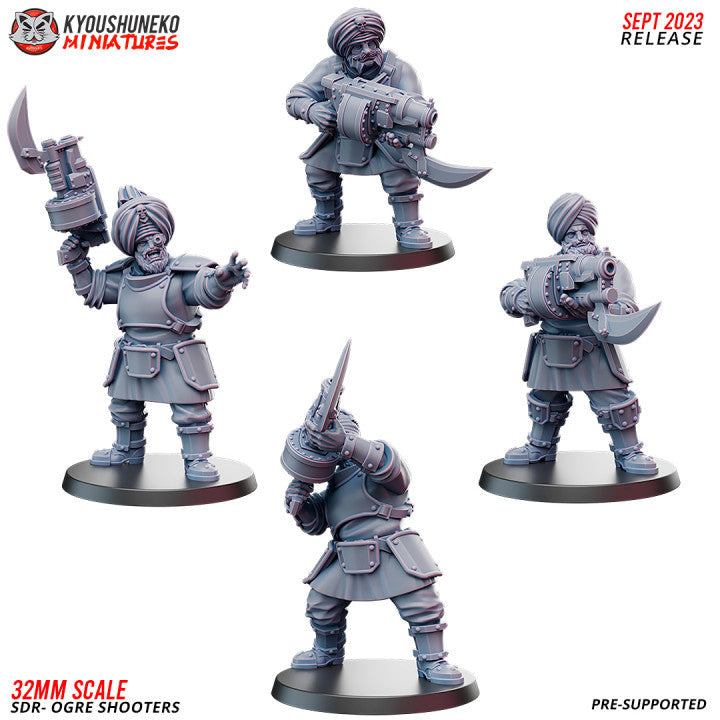 Sikh Desert Raiders Ogre Shooters | Kyoushuneko 32mm Grimdark Wargaming Miniatures Role Playing Miniatures
