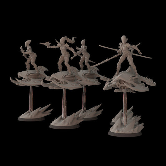 Space Elves Dark Sliders | Fantasy Cult 32mm Grimdark Wargaming Miniatures Role Playing Miniatures
