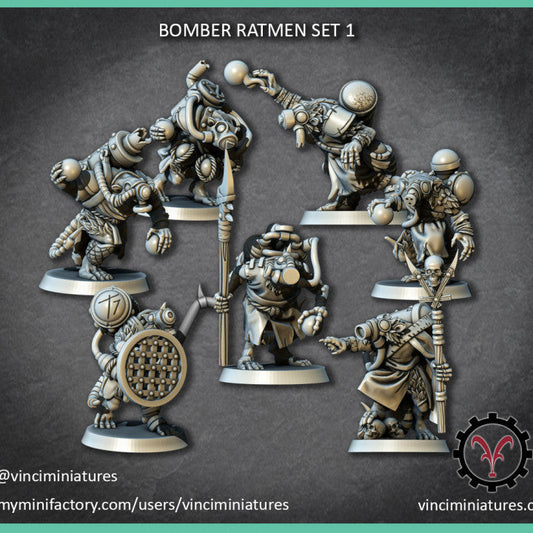 Verminkin Bomber Ratmen 2 | Vinci Miniatures 28/32mm Fantasy Wargaming Miniatures Role Playing Miniatures
