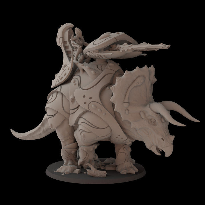 Exodite Space Elves Triceratops Tank | Fantasy Cult 32mm Grimdark Wargaming Miniatures Role Playing Miniatures
