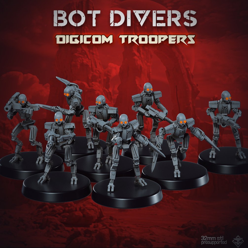Heckdivers: Digicom Troopers | Skullforge Studios 32mm Wargaming Miniatures Role Playing Miniatures