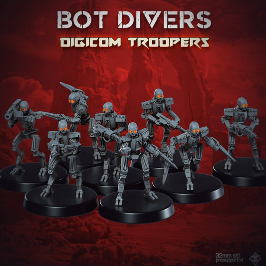 Heckdivers: Digicom Troopers | Skullforge Studios 32mm Wargaming Miniatures Role Playing Miniatures