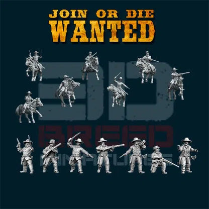 JOIN OR DIE WANTED 7TH CAVALRY PACK | 3D Breed 28mm Wild West Wargaming Miniatures