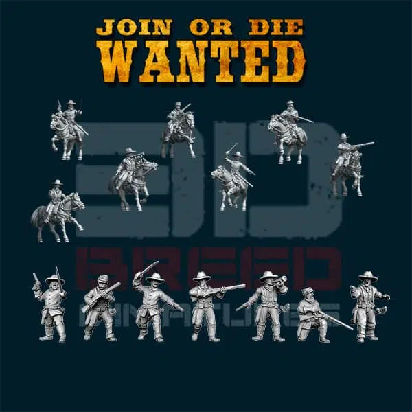 JOIN OR DIE WANTED 7TH CAVALRY PACK | 3D Breed 28mm Wild West Wargaming Miniatures