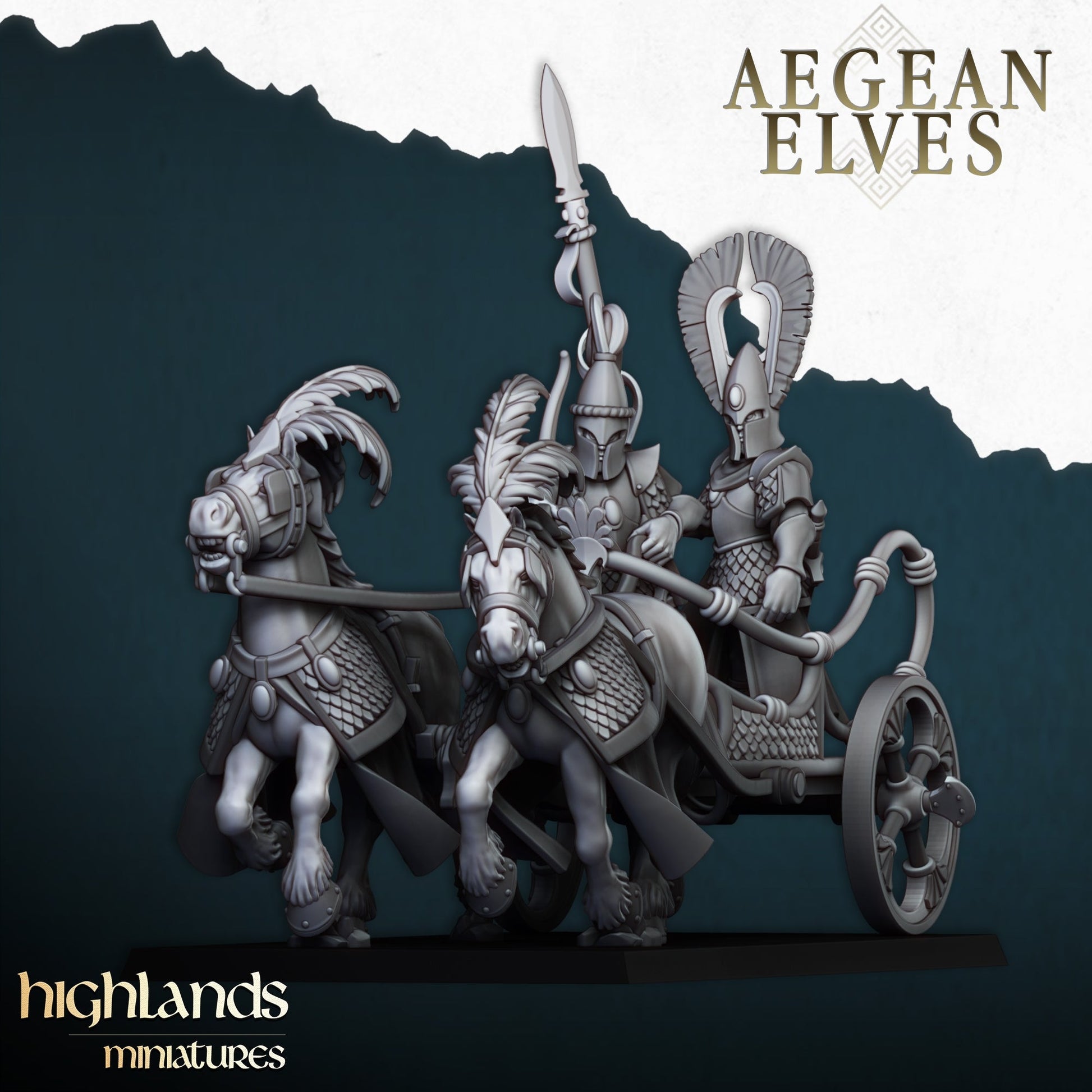 Aegean Elves Chariot | Highlands Miniatures 28/32mm Fantasy Wargaming Miniatures Role Playing Miniatures