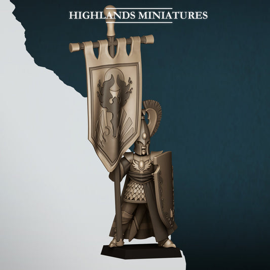 Aegean Elves Lord BSB | Highlands Miniatures 28/32mm Fantasy Wargaming Miniatures Role Playing Miniatures