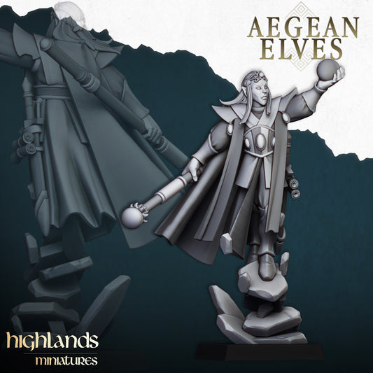 Aegean Elves Mage 2 | Highlands Miniatures 28/32mm Fantasy Wargaming Miniatures Role Playing Miniatures