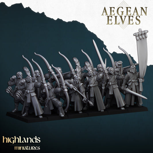 Aegean Elves Archers | Highlands Miniatures 28/32mm Fantasy Wargaming Miniatures Role Playing Miniatures
