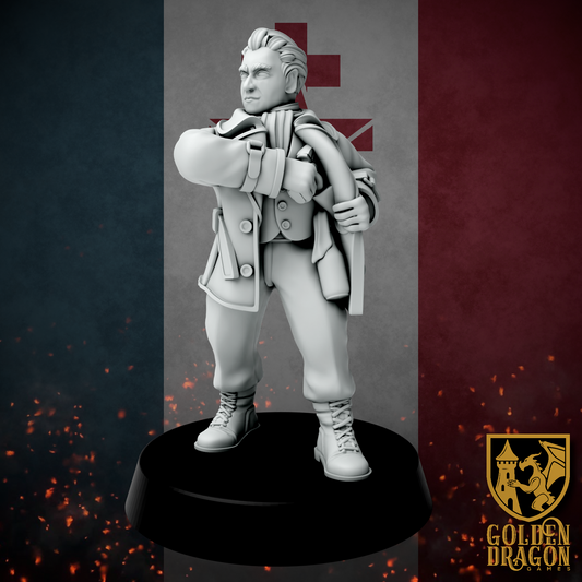 New French Republic Agent Fabien | Golden Dragon Games Weird WW2 Role Playing Miniatures