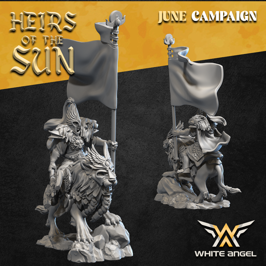 High Elf Mounted Lion Standard | White Angel 28/32mm Fantasy Wargaming Miniatures
