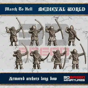 Medieval West European Armored Longbows | 3DBreed 15mm Wargaming Miniatures