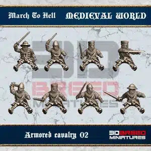 Medieval West European Armoured Cavalry 2 | 3DBreed 15mm Wargaming Miniatures