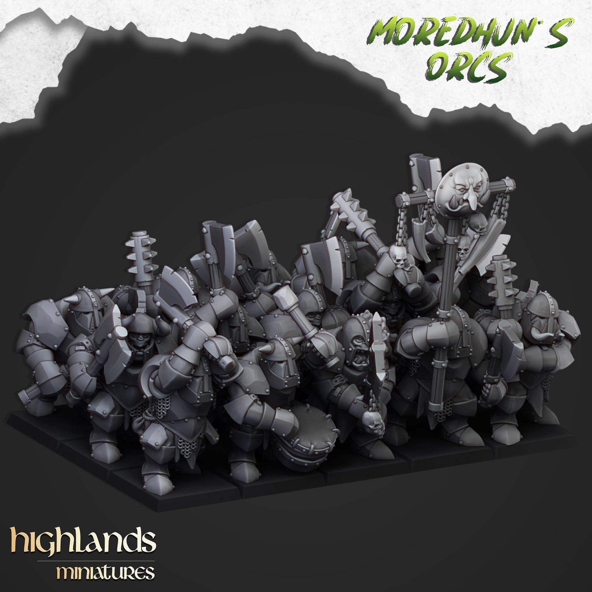 Moredhun’s Orcs Armored Orcs | Highlands Miniatures 28/32mm Fantasy Wargaming Miniatures Role Playing Miniatures