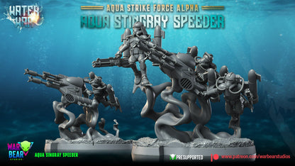 Water War Aqua Troopers Stingray Speeder Monopose | Warbear Studios 28mm SciFi Wargaming Miniatures Role Playing