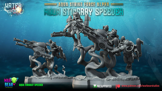 Water War Aqua Troopers Stingray Speeder Monopose | Warbear Studios 28mm SciFi Wargaming Miniatures Role Playing