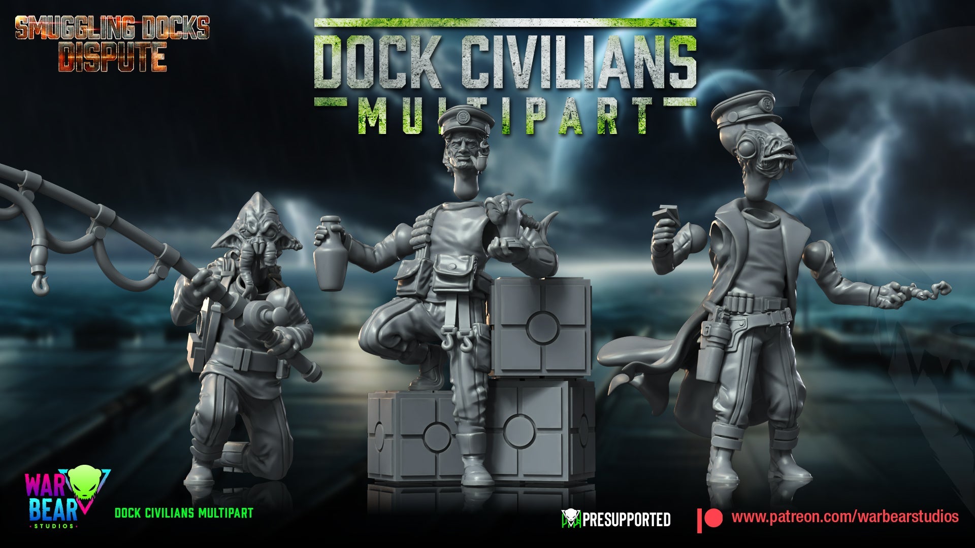 Dock Civilians Build Kit | Warbear Studios 28mm SciFi Wargaming Miniatures Role Playing Miniatures