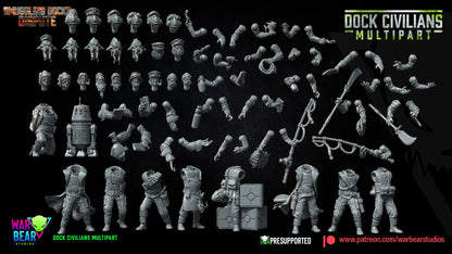 Dock Civilians Build Kit | Warbear Studios 28mm SciFi Wargaming Miniatures Role Playing Miniatures