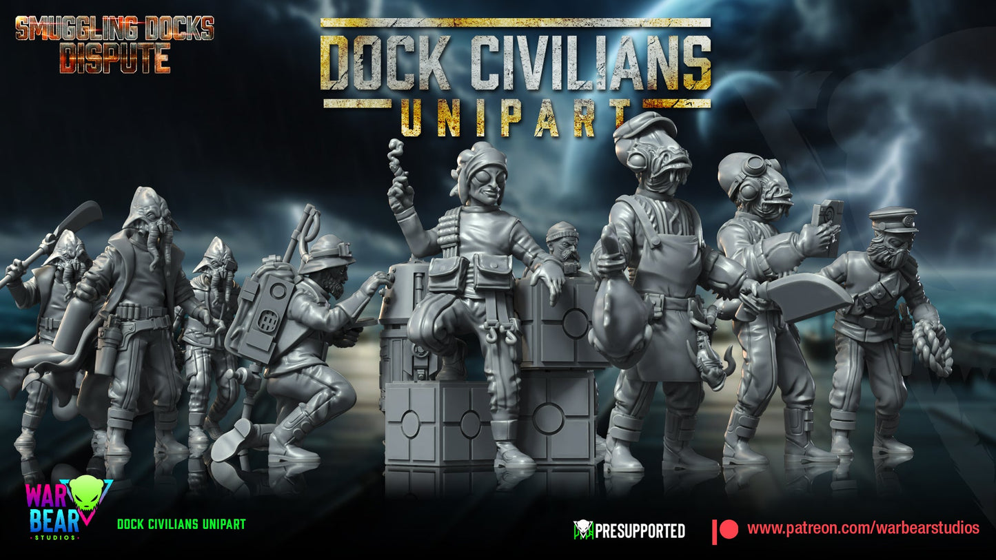 Dock Civilians Monopose | Warbear Studios 28mm SciFi Wargaming Miniatures Role Playing Miniatures