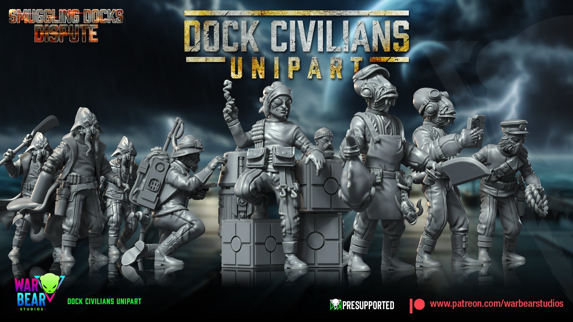 Dock Civilians Monopose | Warbear Studios 28mm SciFi Wargaming Miniatures Role Playing Miniatures
