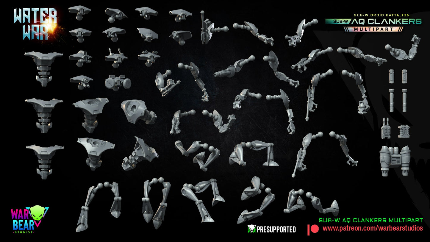 Water War AQ Clankers Build Kit | Warbear Studios 28mm SciFi Wargaming Miniatures Role Playing Miniatures