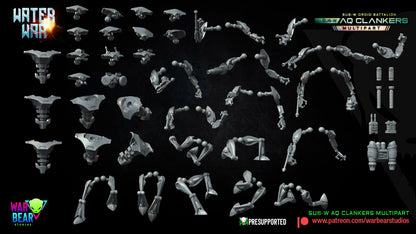 Water War AQ Clankers Build Kit | Warbear Studios 28mm SciFi Wargaming Miniatures Role Playing Miniatures