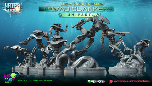 Water War AQ Clankers Monopose | Warbear Studios 28mm SciFi Wargaming Miniatures Role Playing Miniatures