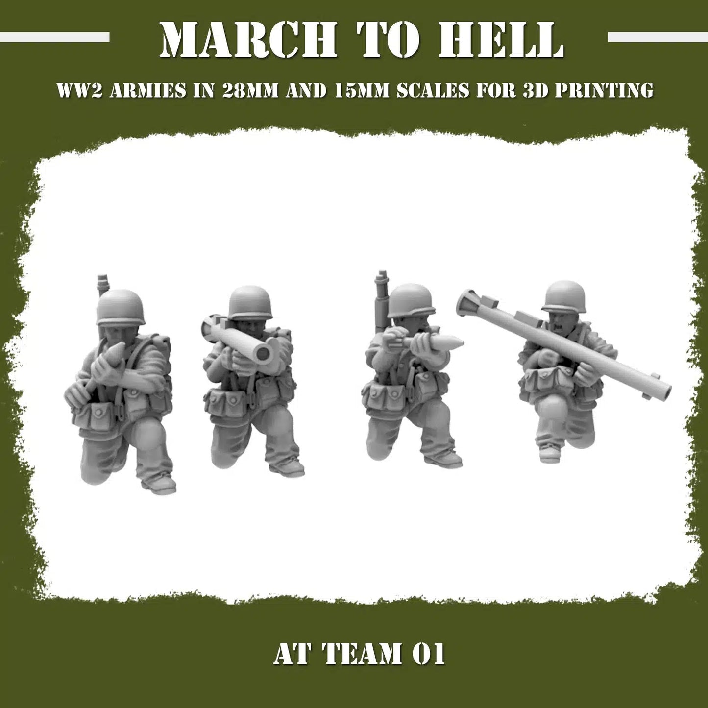 WW2 UNITES STATES MARINES (USM) AT TEAM | 3DBreed 15mm Wargaming Miniatures