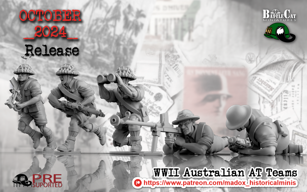 WW2 Australian Pacific AT Teams | Battlecat 28mm Historical Wargaming Miniatures Role Playing Miniatures