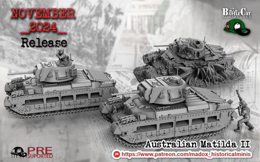 WW2 Australian Matilda II Tank | Battlecat 28mm Historical Wargaming Miniatures Role Playing Miniatures