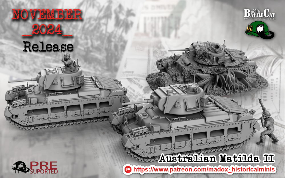 WW2 Australian Matilda II Tank | Battlecat 28mm Historical Wargaming Miniatures