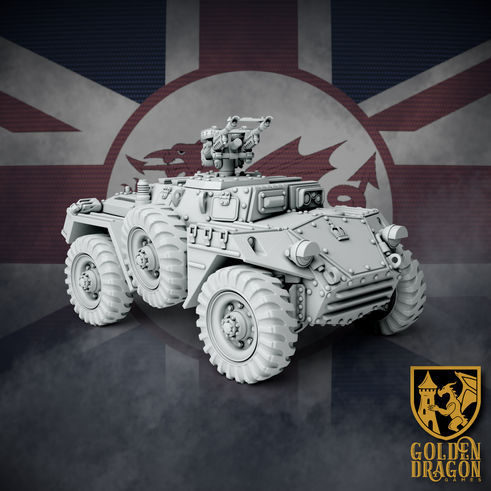 British Empire Armored Car Mk. II ’Bedivere’ | Golden Dragon Games Weird WW2 Role Playing Miniatures