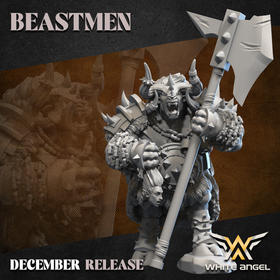 Beastmen Minotaur Commander | White Angel 28/32mm Fantasy Wargaming Miniatures
