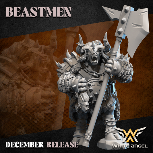 Beastmen Minotaur Commander | White Angel 28/32mm Fantasy Wargaming Miniatures