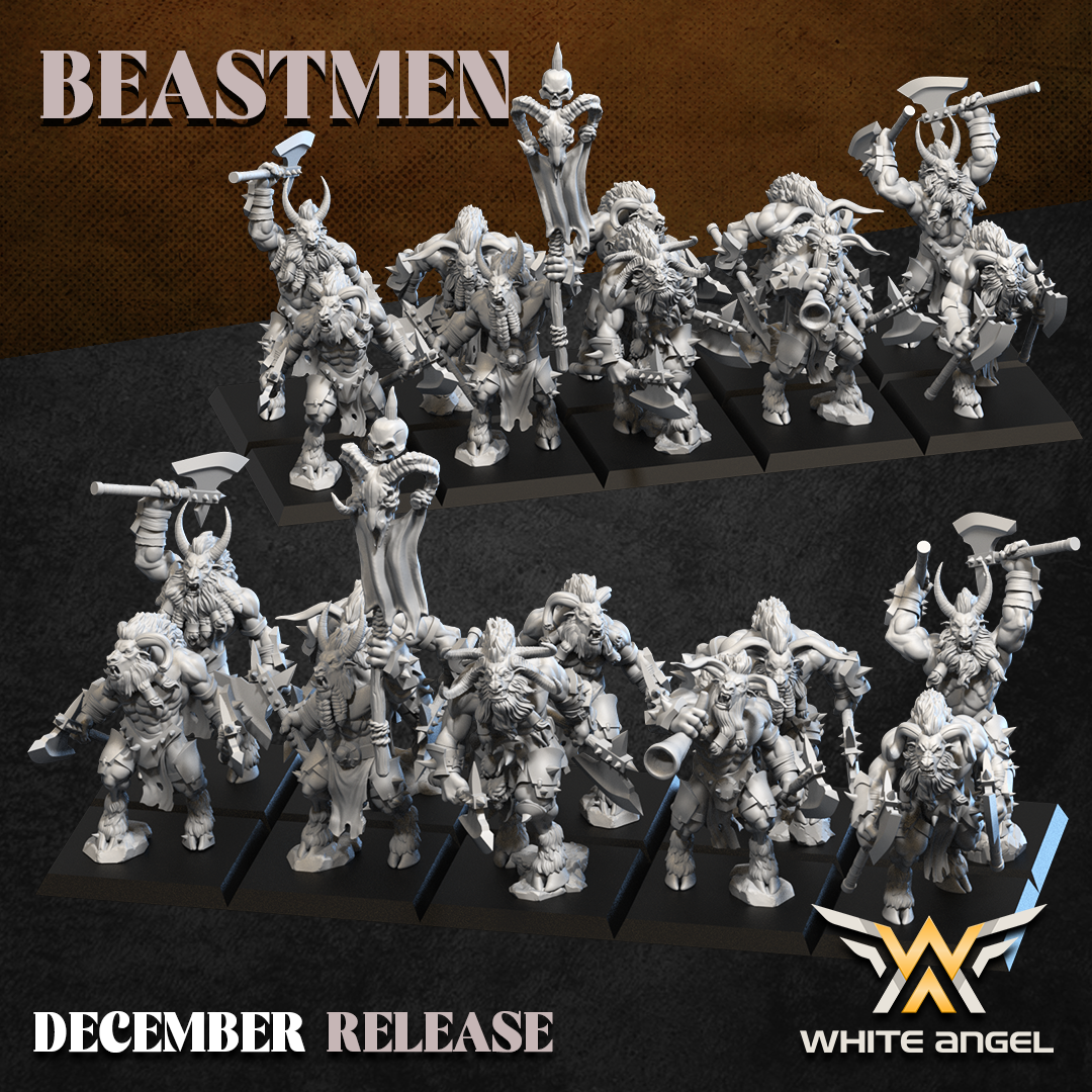 Beastmen Heavy Beserkers | White Angel 28/32mm Fantasy Wargaming Miniatures