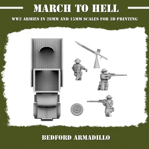 WW2 BRITISH ARMY BEDFORD ARMADILLO | 3DBreed 15mm Wargaming Miniatures